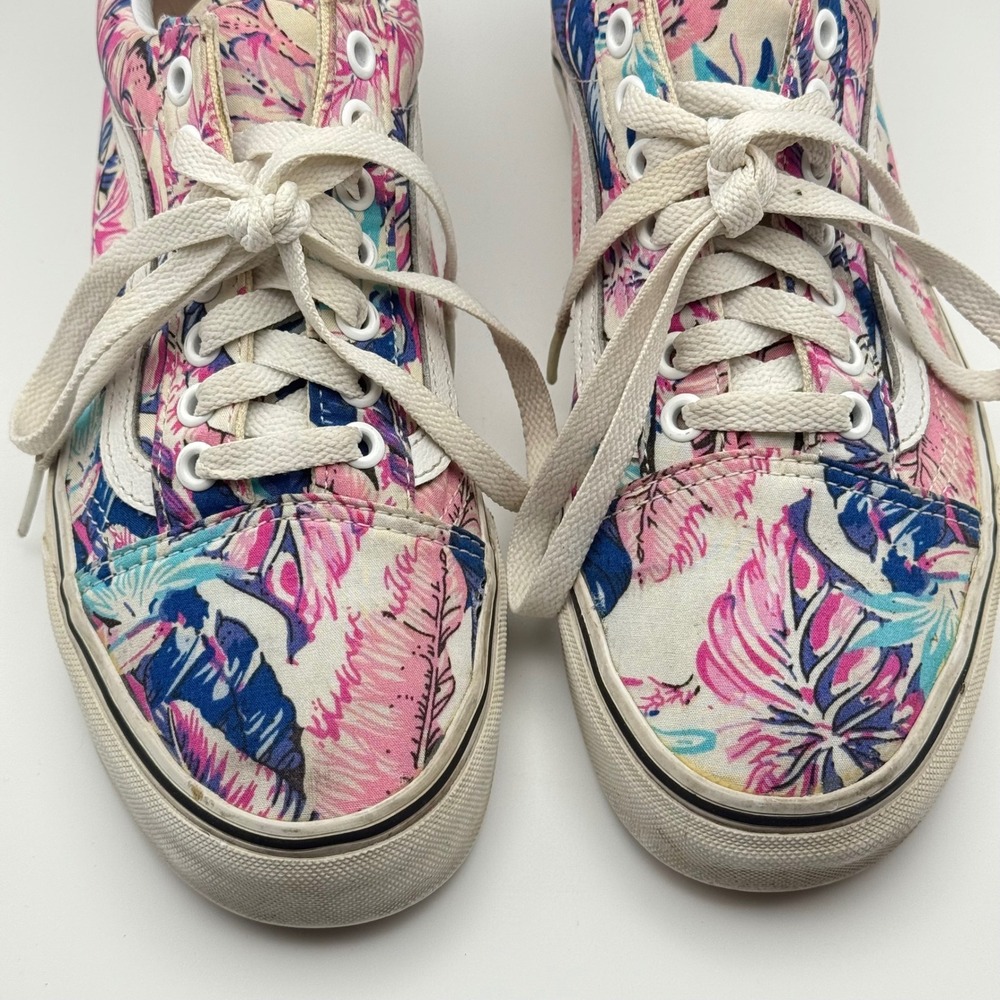 Vans Old Skool Tropical Floral Low Top Sneakers Pink Blue Womens 8 Mens 6.5 - Picture 5 of 9
